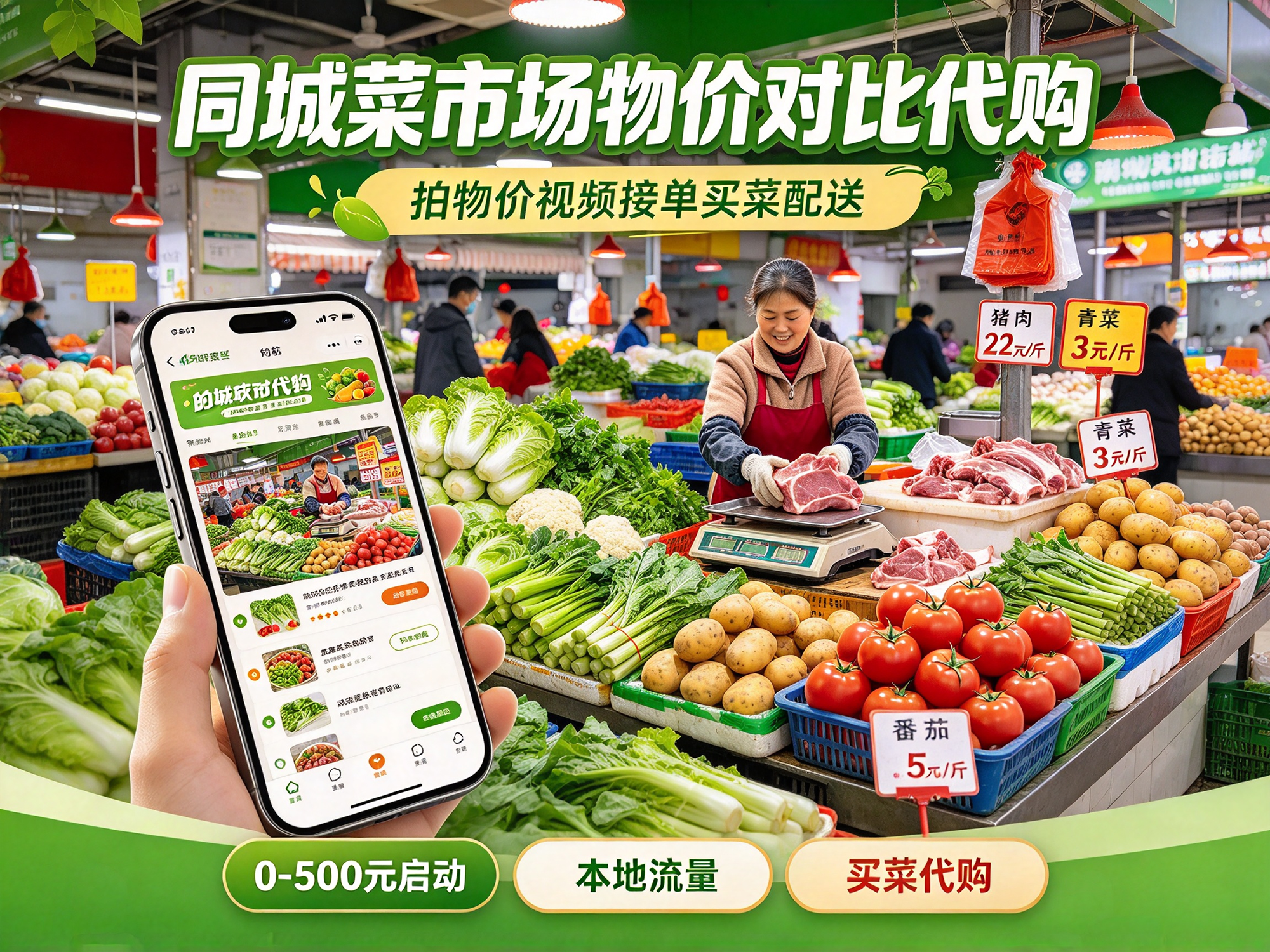 同城菜市场物价对比视频引流代购 - 副业项目封面