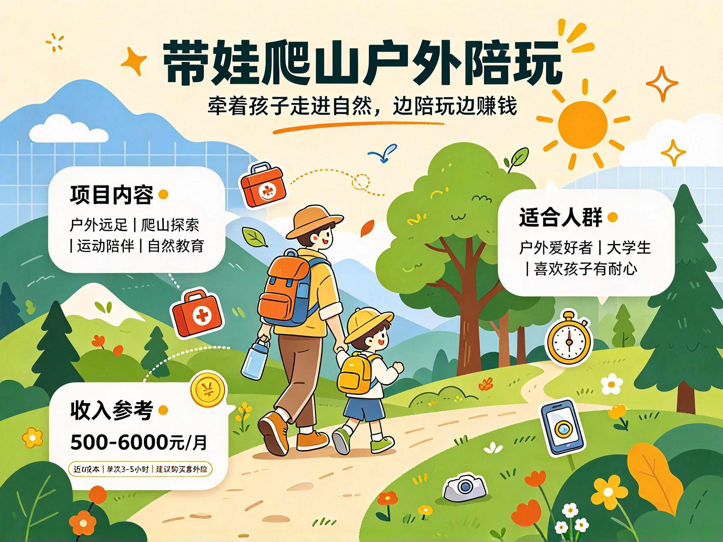 带娃爬山/户外陪玩 - 副业项目封面