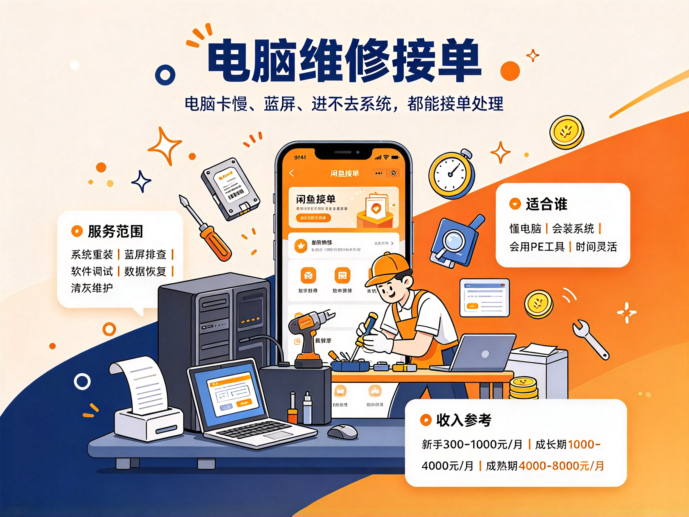 电脑维修/系统重装/数据恢复 - 副业项目封面