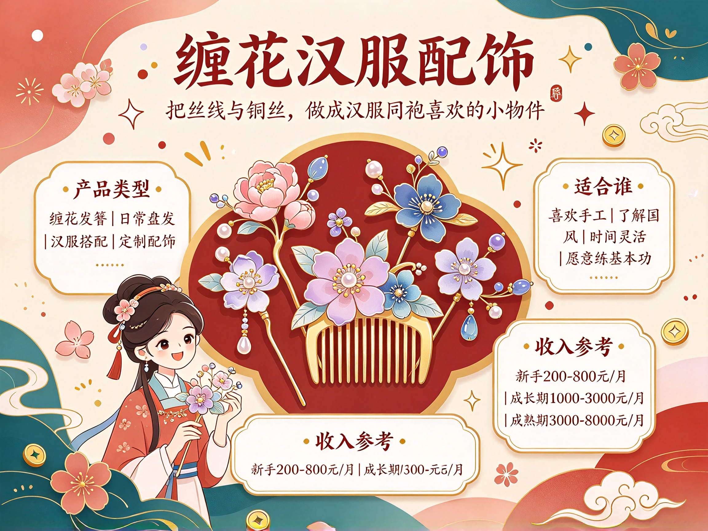 汉服配饰/缠花发簪 - 副业项目封面