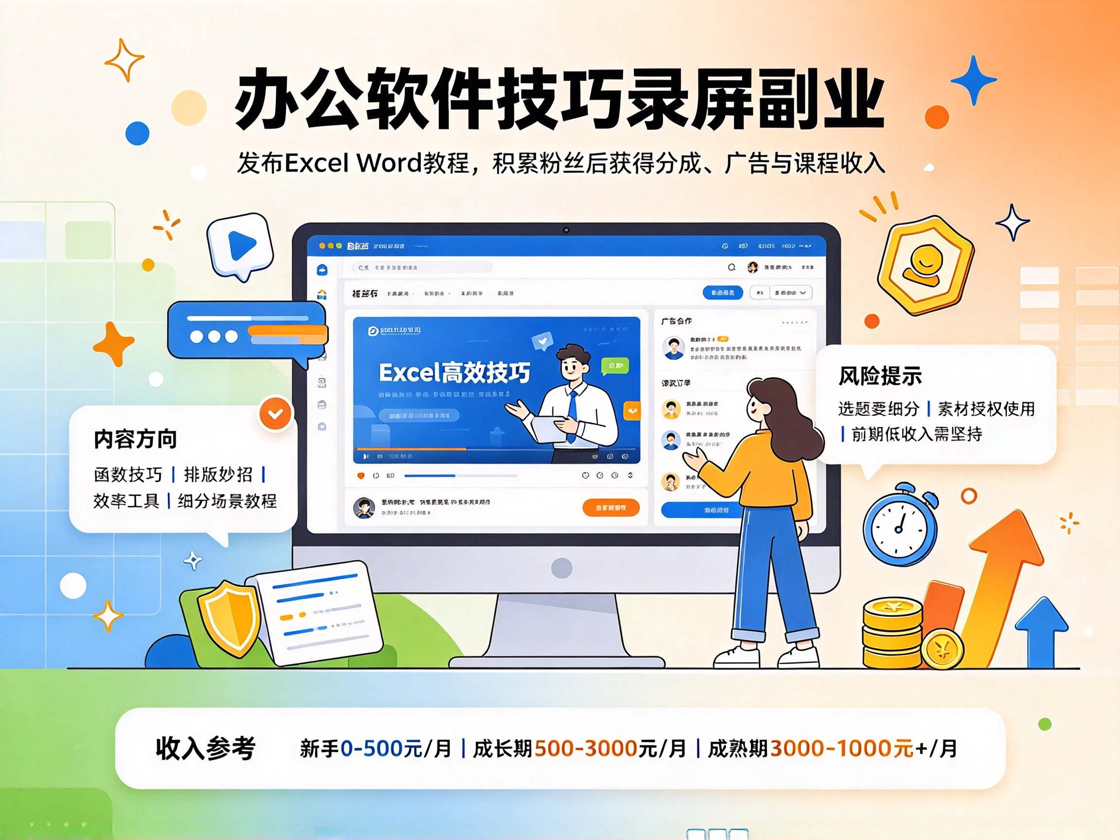 “Excel/Word技巧”录制教程 - 副业项目封面