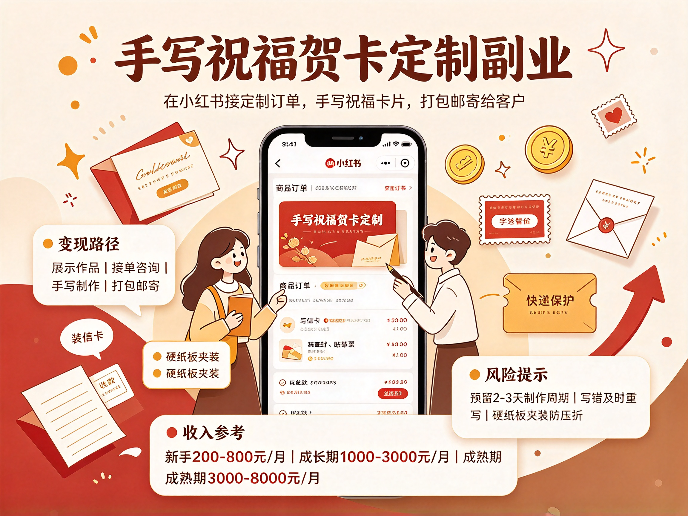 卖手写祝福贺卡 - 副业项目封面
